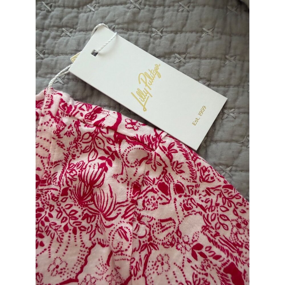 Lilly Pulitzer Womens Scoop Neck Top Size S Raspberry Cotton Short-sleeved New - Picture 4 of 10